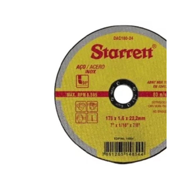 Disco de Corte 7" x 1/16" x 7/8" Aço/Inox - Starrett