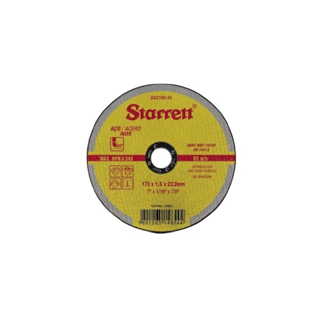 Disco de Corte 7" x 1/16" x 7/8" Aço/Inox - Starrett