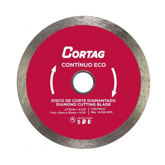 Disco de Corte Diamantado Contínuo Eco 110mm x 20mm - Cortag Disco de Corte Diamantado Contínuo Eco 110mm x 20mm - Cortag