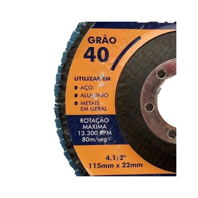 Disco de Lixa Grão-40 115x22mm Flap - Dimax