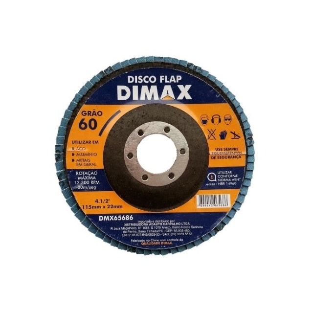 Disco de Lixa Grão-60 115x22mm Flap - Dimax