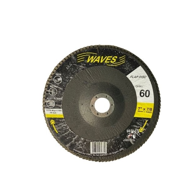 Disco de Lixar Flap 7" Grão 60 - Waves  Disco de Lixar Flap 7" Grão 60 - Waves