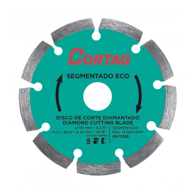 Disco Diamantado Segmentado ECO 110 x 20mm - Cortag  Disco Diamantado Segmentado ECO 110 x 20mm - Cortag