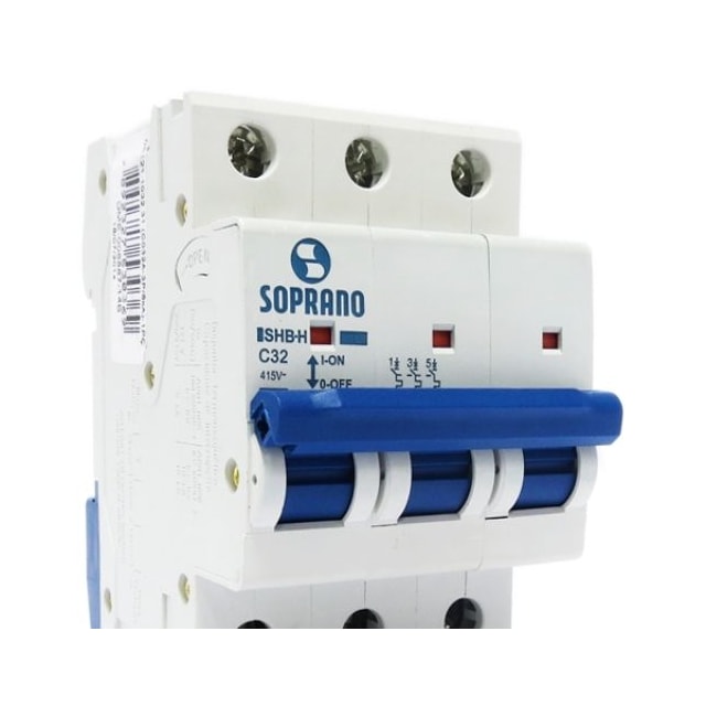 Disjuntor Tripolar 100A DIN Curva C - Soprano Disjuntor Tripolar 100A DIN Curva C - Soprano