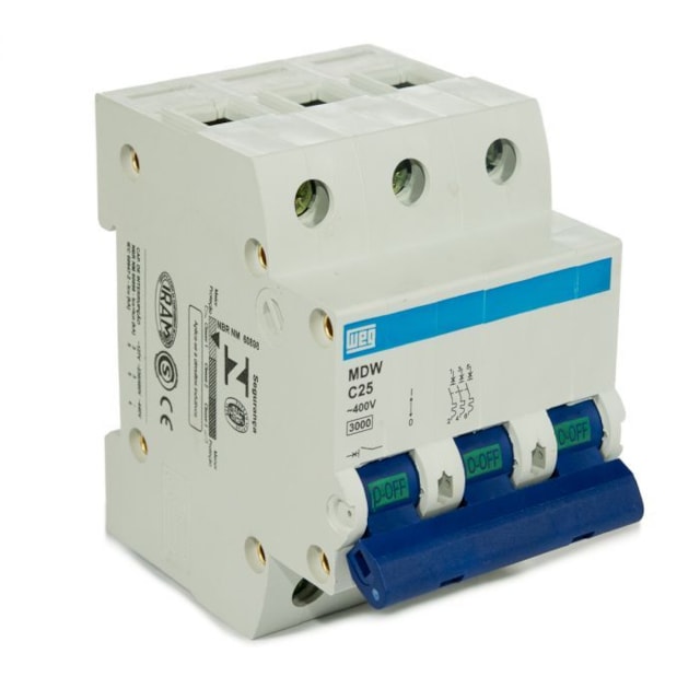 Disjuntor Tripolar 25A DIN Curva C - Weg Disjuntor Tripolar 25A DIN Curva C - Weg