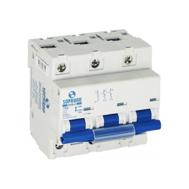 Disjuntor Tripolar 90A DIN Curva C - Soprano Disjuntor Tripolar 90A DIN Curva C - Soprano