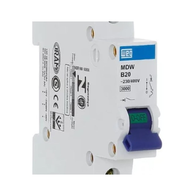 Disjuntor Unipolar Din Curva B 20A 3Ka - Weg Disjuntor Unipolar Din Curva B 20A 3Ka - Weg