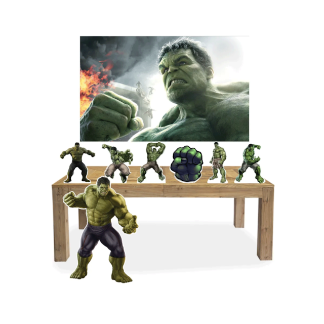 Display De Festa Infantil Hulk 1 Totem + 5 Displays + Lona