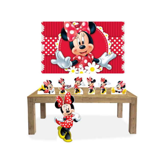 Display de Festa Minnie Vermelha 1 totem + 5 Displays + Lona