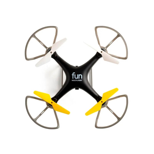 Drone Multilaser Fun Com Estabilizador de voo Controle Remoto Alcance de 50m Bateria 6 minutos Flips em 360° Preto/Amarelo