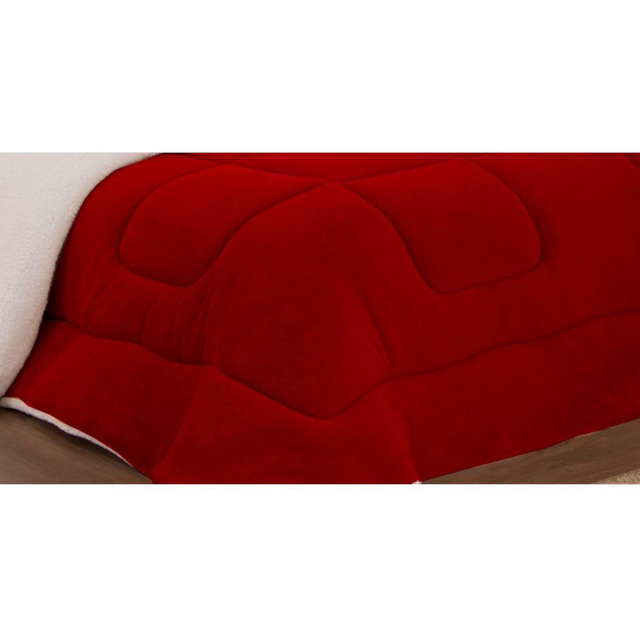 Edredom Coberdrom Queen Sherpa Pele de Carneiro Com Soft Deccoralle Vermelho Edredom Coberdrom Queen Sherpa Pele de Carneiro Com Soft Deccoralle Vermelho