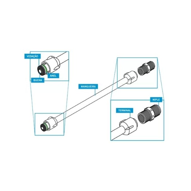 Engate Flexível de Plástico 60cm 1/2" Branco - ATLAS