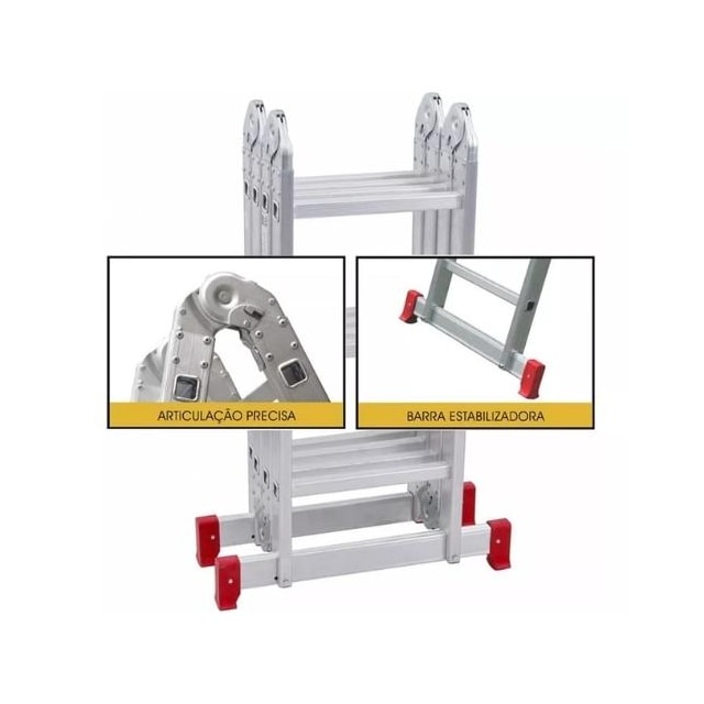 Escada Articulável em Alumínio 4x4 13 em 1 - BOTAFOGO