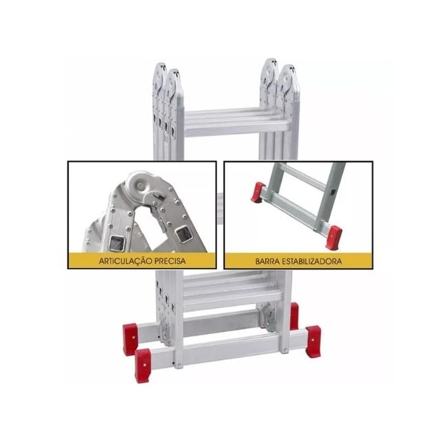 Escada Articulável em Alumínio 4x4 13 em 1 - BOTAFOGO Escada Articulável em Alumínio 4x4 13 em 1 - BOTAFOGO