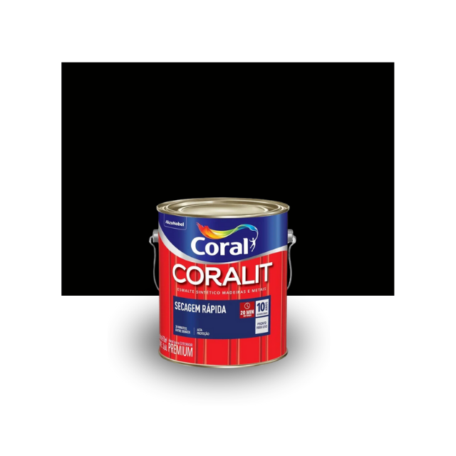 Esmalte Brilhante Coralit Secagem Rápida Balance Preto 900ml - Coral  Esmalte Brilhante Coralit Secagem Rápida Balance Preto 900ml - Coral