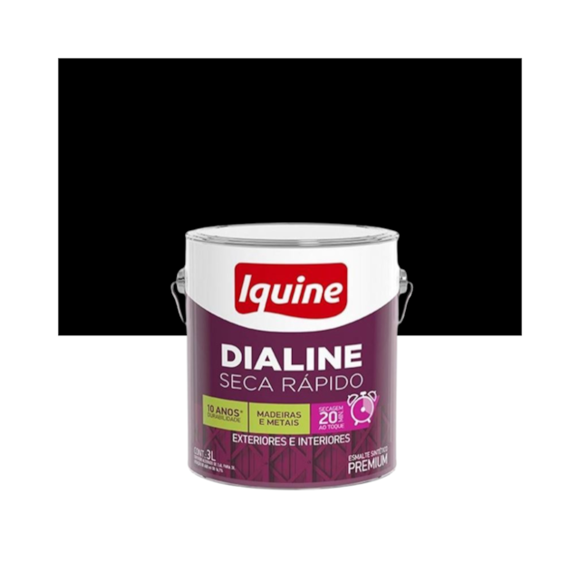 Esmalte Dialine Secagem Rápida Preto Fosco 3L - IQUINE