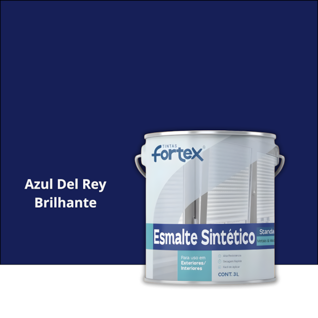 Esmalte Sintético Azul Del Rey Brilhante 3L - FORTEX Esmalte Sintético Azul Del Rey Brilhante 3L - FORTEX