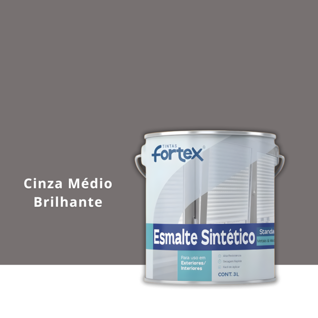 Esmalte Sintético Cinza Médio Brilhante 3L - FORTEX