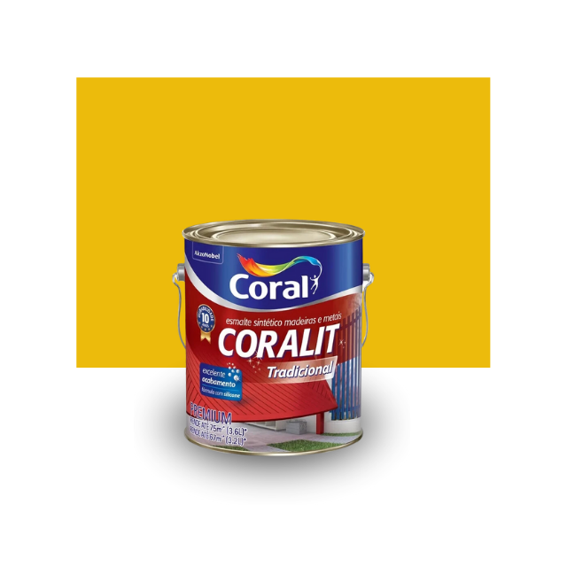 Esmalte Sintético Coralit Fosco Ultra Resistência Ouro Brilhante 900ml - Coral  Esmalte Sintético Coralit Fosco Ultra Resistência Ouro Brilhante 900ml - Coral