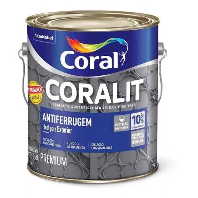 Esmalte Sintético Ferrolack Branco 3,6 Litros - CORAL Esmalte Sintético Ferrolack Branco 3,6 Litros - CORAL