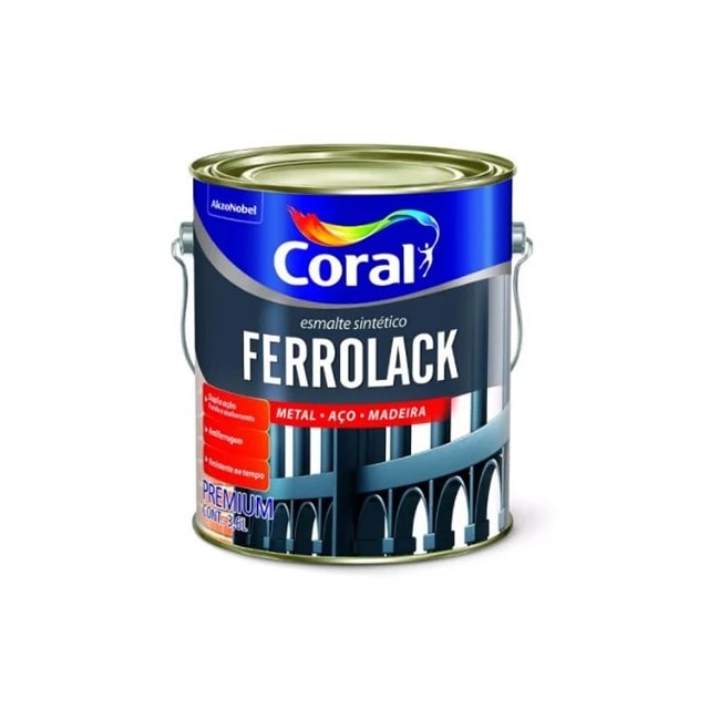 Esmalte Sintético Ferrolack Cinza 3,6 Litros - CORAL Esmalte Sintético Ferrolack Cinza 3,6 Litros - CORAL
