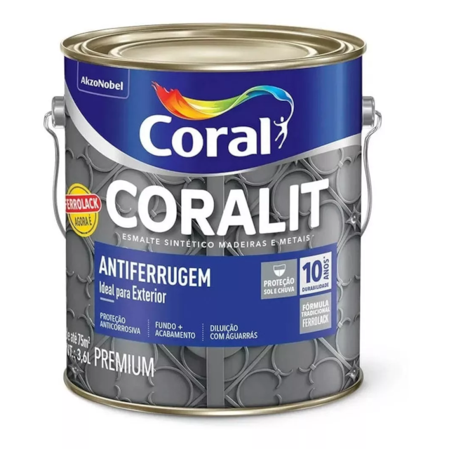 Esmalte Sintético Ferrolack Platina 3,6 Litros - CORAL Esmalte Sintético Ferrolack Platina 3,6 Litros - CORAL