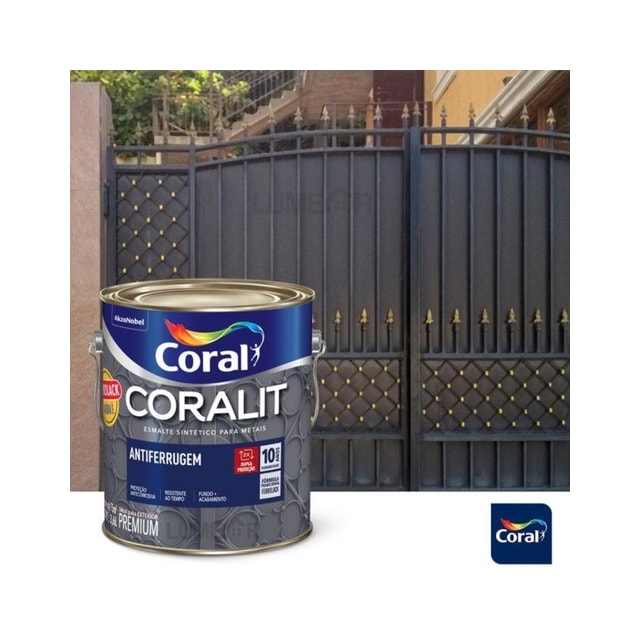 Esmalte Sintético Ferrolack Preto 3,6 Litros - CORAL Esmalte Sintético Ferrolack Preto 3,6 Litros - CORAL