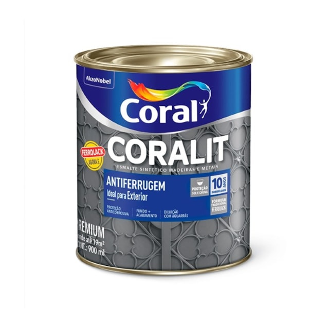 Esmalte Sintético Ferrolack Preto 900ml - CORAL Esmalte Sintético Ferrolack Preto 900ml - CORAL