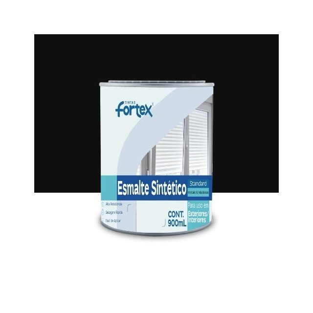 Esmalte Sintético Fortmax Preto Fosco 900ml - Fortex