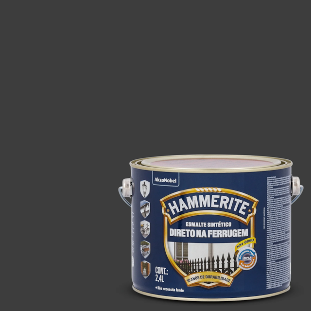 Esmalte Sintético Hammerite Preto 2,4 Litros - CORAL Esmalte Sintético Hammerite Preto 2,4 Litros - CORAL