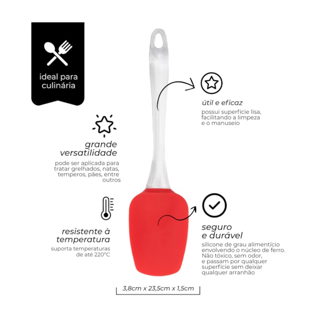 Espátula De Silicone e Acrílico Vermelho Mimo Style Espátula De Silicone e Acrílico Vermelho Mimo Style