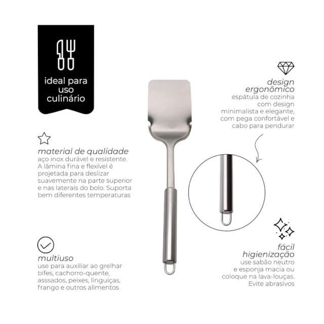 Espátula Fechada para Frituras em Aço Inox Mimo Style