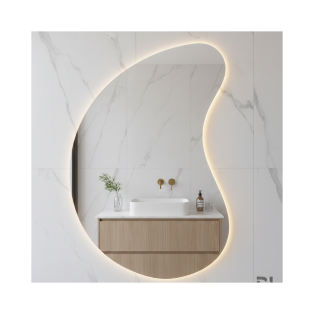 Espelho Orgânico Queen com Fita LED Branco Quente 60x45cm - DL VIDROS