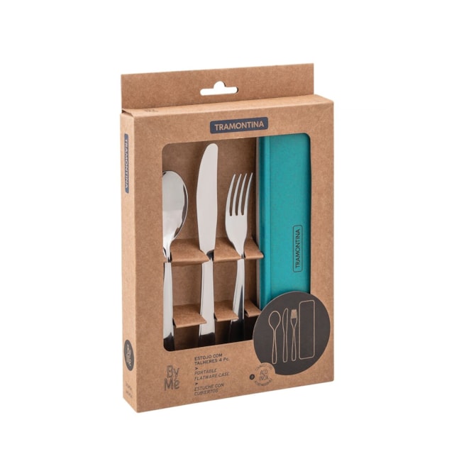 Estojo para Talheres Tramontina By Me 4 Peças Verde Estojo para Talheres Tramontina By Me 4 Peças Verde