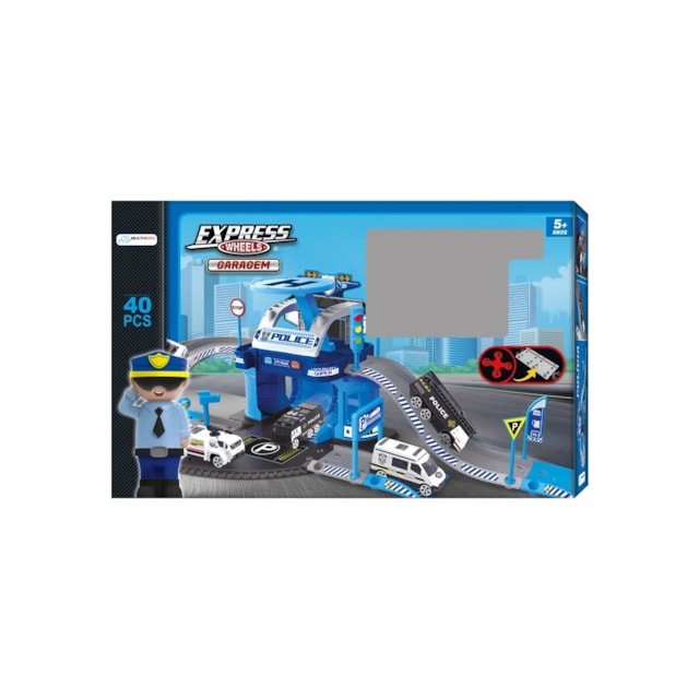 Express Wheels Garagem 42 peças Multikids - BR1238 Policia Express Wheels Garagem 42 peças Multikids - BR1238 Policia