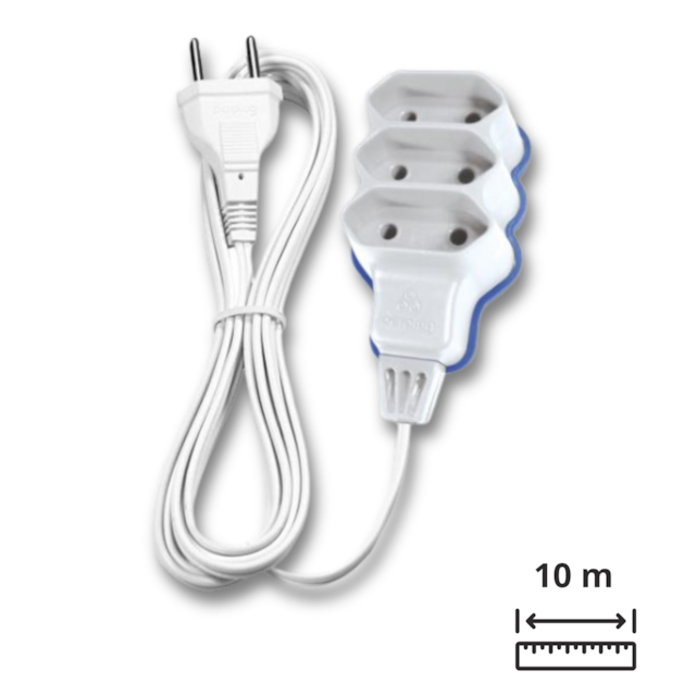 Extensão Branca com Cordão Paralelo 10M 2P - PERLEX