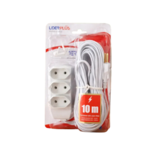 Extensão Elétrica Branca PP 3x0,75mm 10 Metros - LIDER PLUS