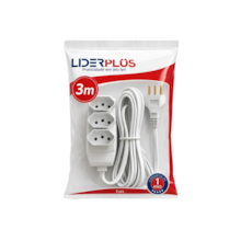 Extensão Elétrica Branca PP 3x0,75mm 3 Metros - LIDER PLUS