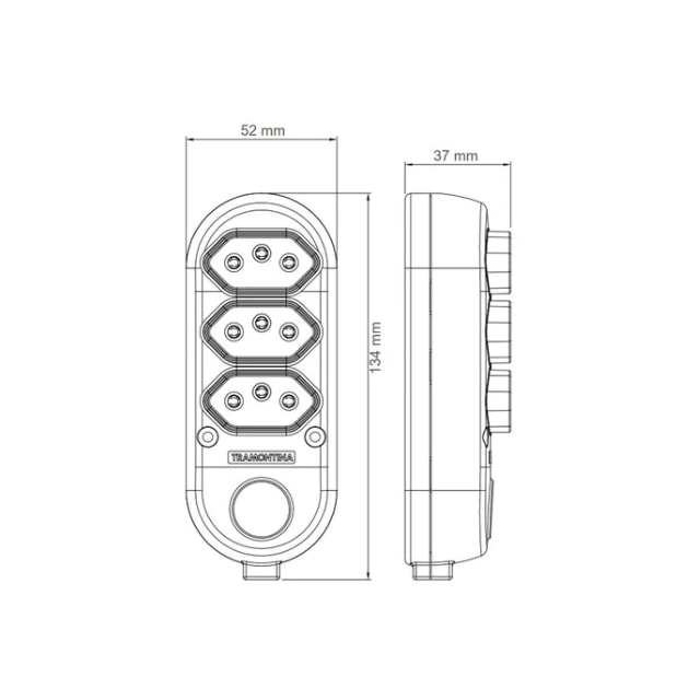 Extensão Elétrica em Termoplástico 3 Tomadas 2P+T 1,5m 10A 250V Cinza - TRAMONTINA