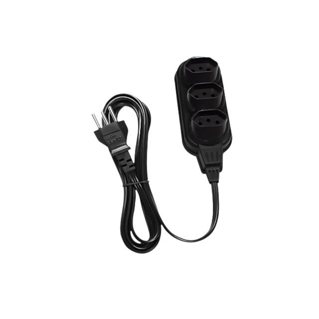 Extensão Elétrica Preta 3M Cabo PP 2P + T - PERLEX Extensão Elétrica Preta 3M Cabo PP 2P + T - PERLEX
