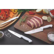 Faca Chef Premium com Lâmina 7 Pol. em Aço Inox e Cabo Branco - TRAMONTINA Faca Chef Premium com Lâmina 7 Pol. em Aço Inox e Cabo Branco - TRAMONTINA