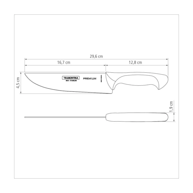 Faca Chef Premium com Lâmina 7 Pol. em Aço Inox e Cabo Branco - TRAMONTINA