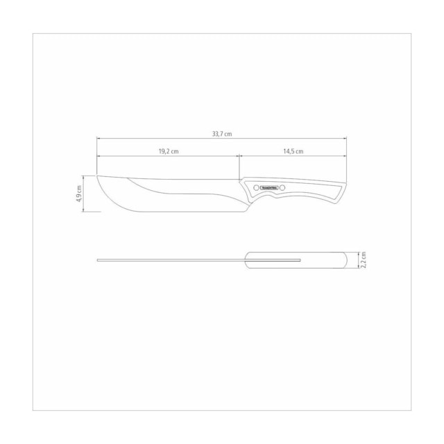 Faca para Carne Tramontina Churrasco Black com Lâmina em Aço Inox Escurecido e Cabo de Madeira 8"