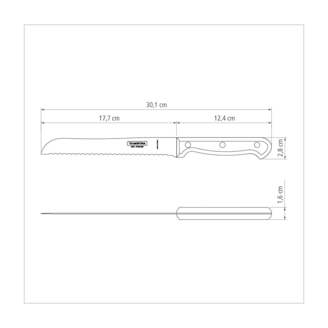 Faca para Pão Tramontina Ultracorte com Lâmina em Aço Inox e Cabo de Polipropileno Preto 7" Faca para Pão Tramontina Ultracorte com Lâmina em Aço Inox e Cabo de Polipropileno Preto 7"