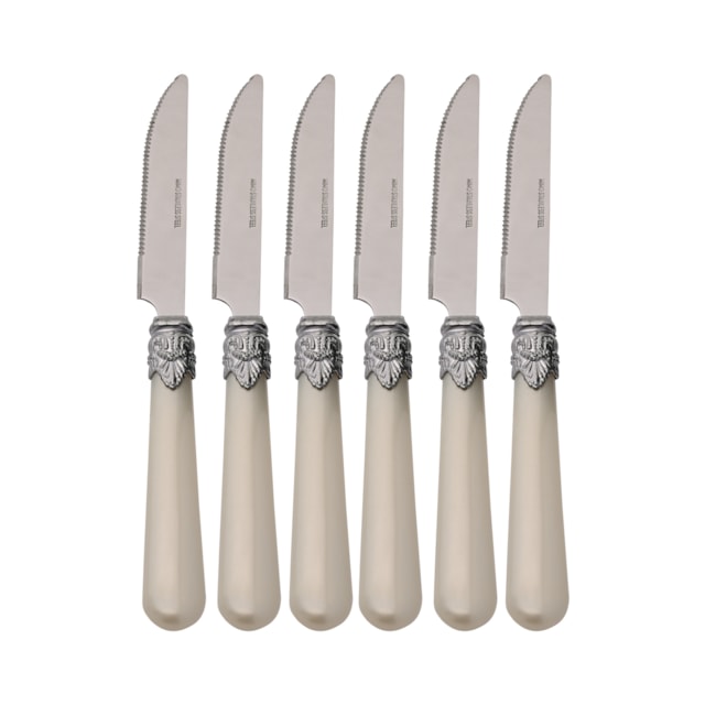 Facas De Churrasco Romantic Perola 6 Peças Mimo Style Facas De Churrasco Romantic Perola 6 Peças Mimo Style