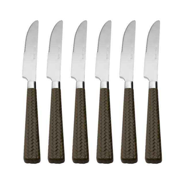 Facas De Mesa Rattan Prata 6 Peças Mimo Style Facas De Mesa Rattan Prata 6 Peças Mimo Style