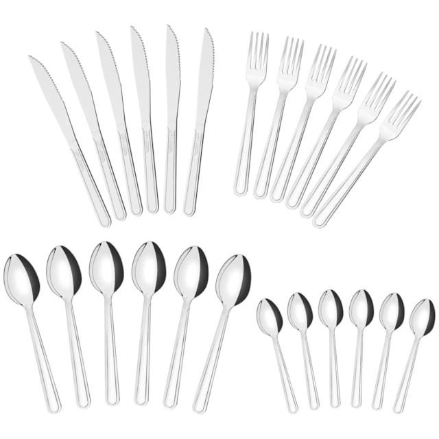 Faqueiro Tramontina Búzios em Aço Inox com Detalhe 24 Peças Faqueiro Tramontina Búzios em Aço Inox com Detalhe 24 Peças