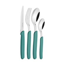 Faqueiro Tramontina Carmel Turquesa Médio 24 Peças em Aço Inox Faqueiro Tramontina Carmel Turquesa Médio 24 Peças em Aço Inox