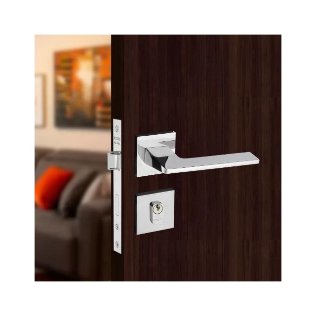 Fechadura Externa com Roseta Quadrada Sara Cromado - Pado Fechadura Externa com Roseta Quadrada Sara Cromado - Pado