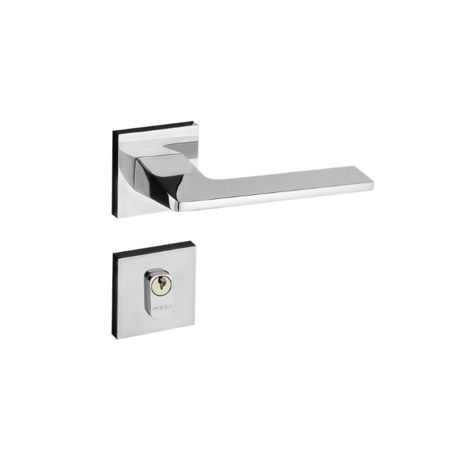 Fechadura Externa com Roseta Quadrada Sara Cromado - Pado Fechadura Externa com Roseta Quadrada Sara Cromado - Pado